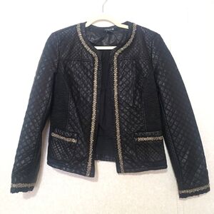 FOREVER 21 faux leather Chicwish Black Quilted Jacket with silver Trim...size:M